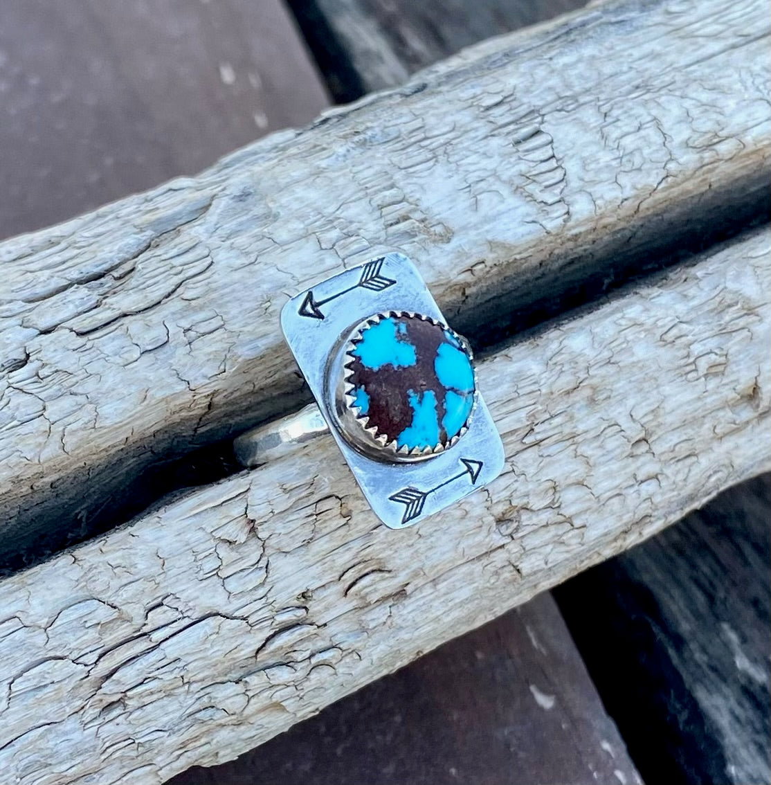 Egyptian Turquoise Arrow Stamped Ring