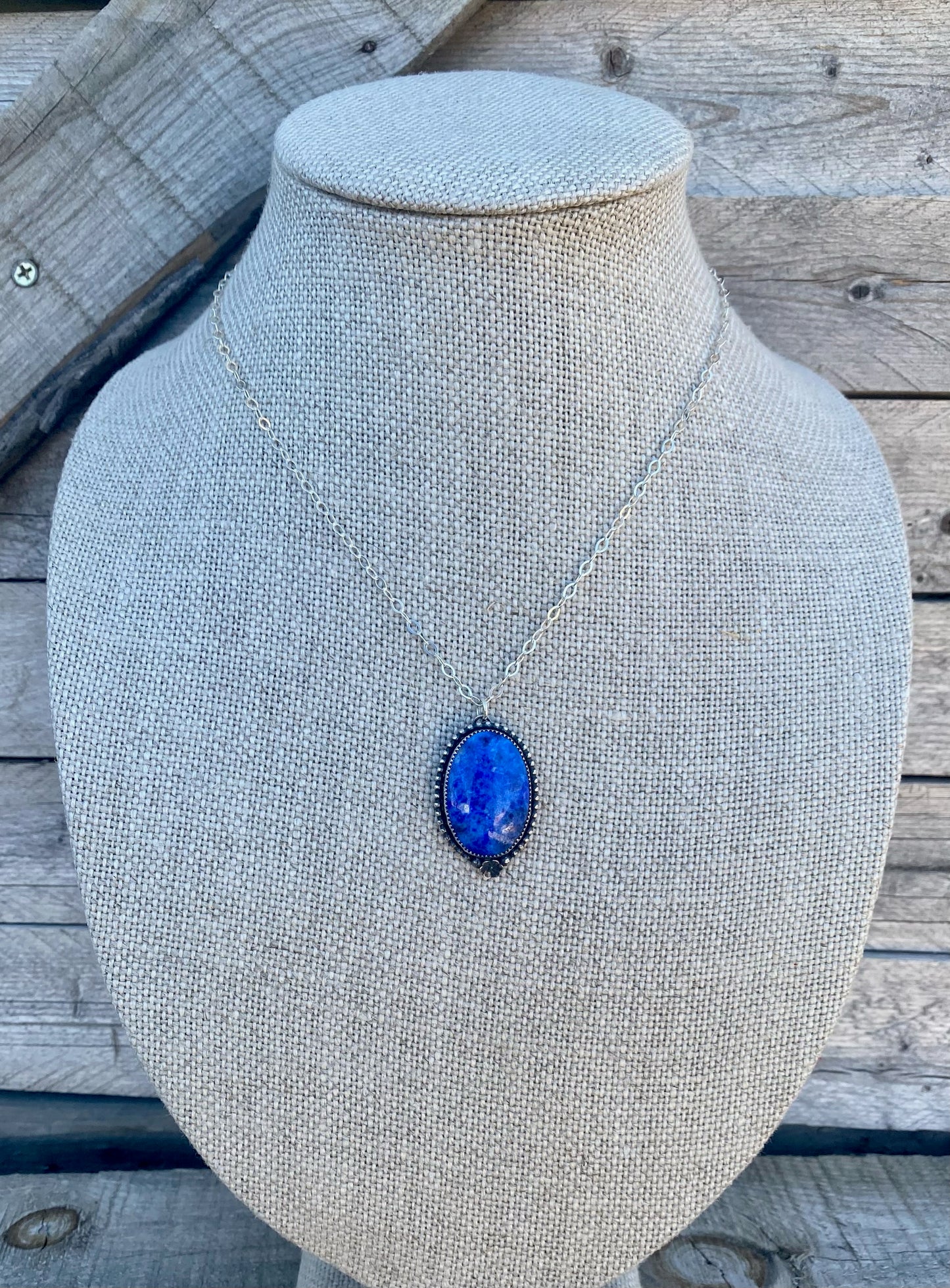 Blue Lapis Flower Necklace