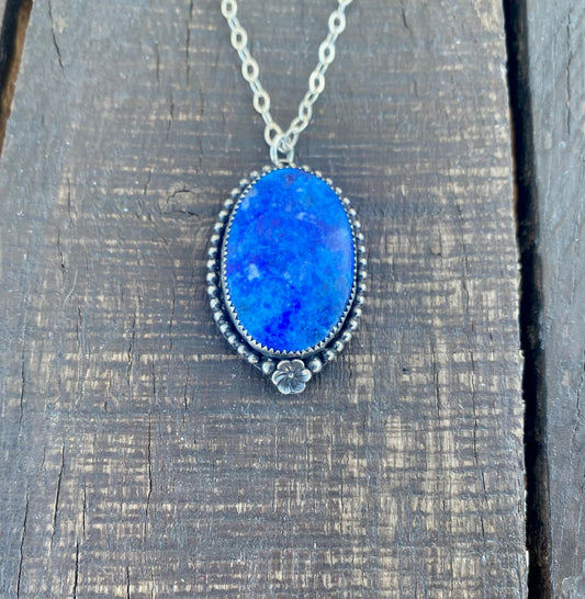 Blue Lapis Flower Necklace