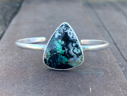 Blue Opalized Wood Cuff Bracelet